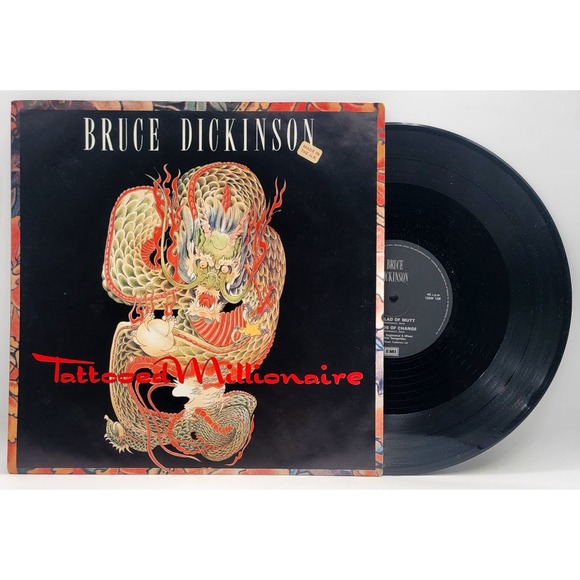 BRUCE DICKINSON - TATTOOED MILLIONAIRE - ROCK POP LP RECORD SIGNED POSTER COVER